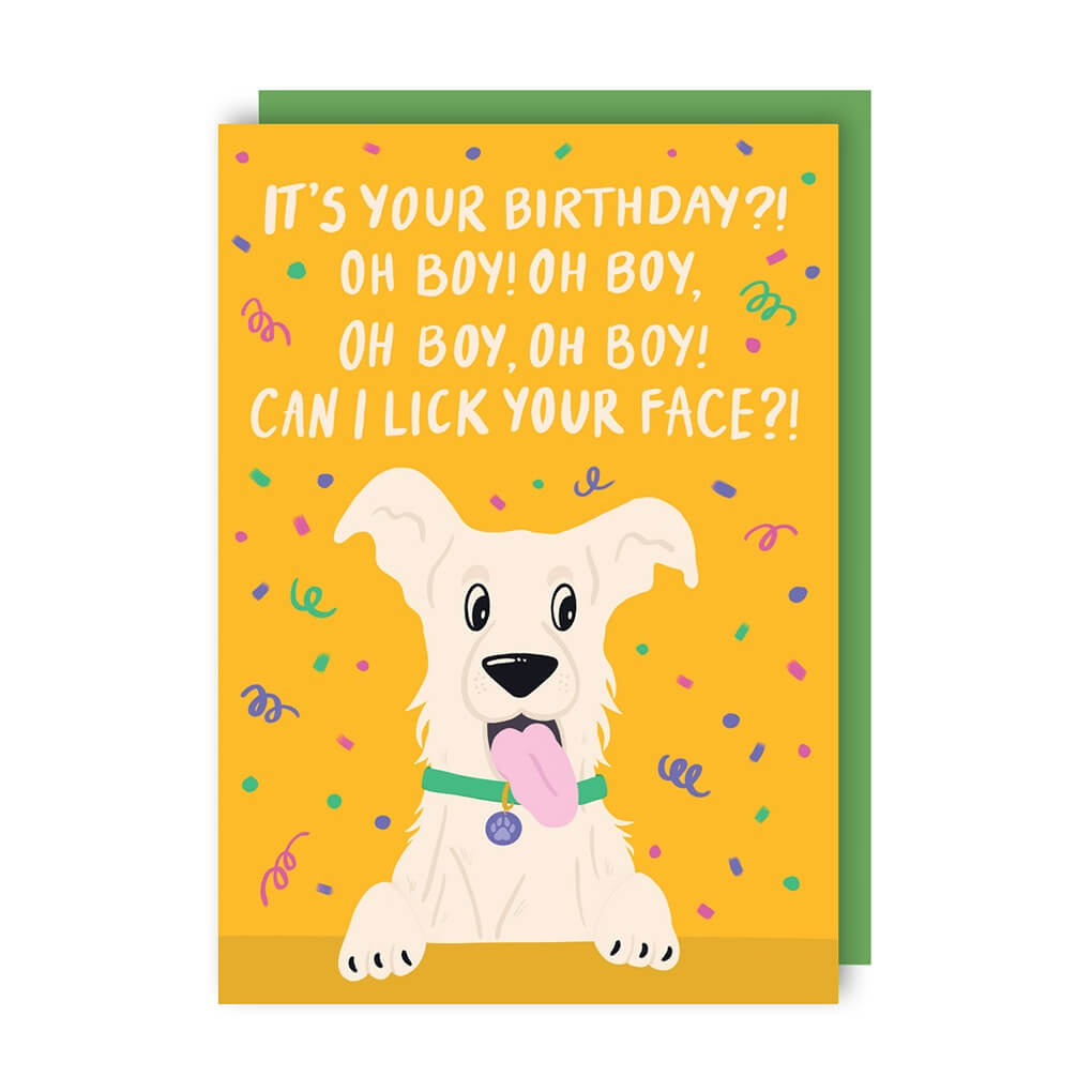 Oh Boy Excited Dog Birthday Card Greeting Card from Pheasant Plucker